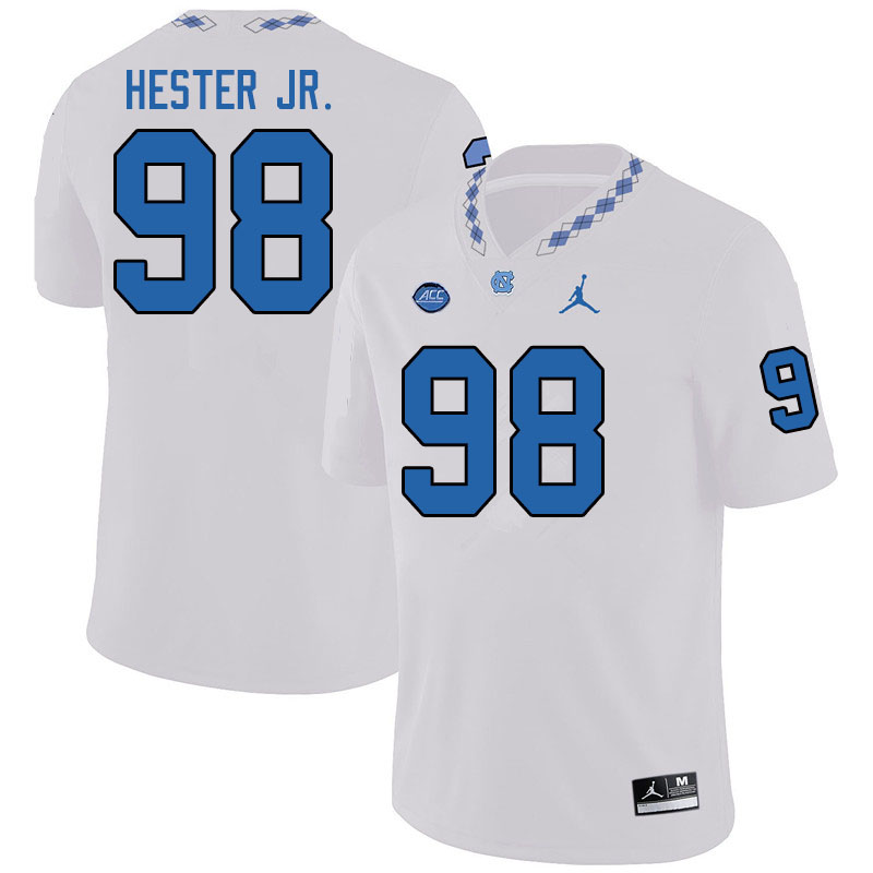 Jordan Brand Men #98 Kevin Hester Jr. North Carolina Tar Heels College Football Jerseys Sale-White